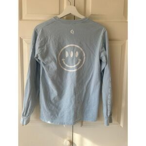 RARE 1st Edition Glossier Blue Smiley Face Long Sleeve Shirt - Like New, Small